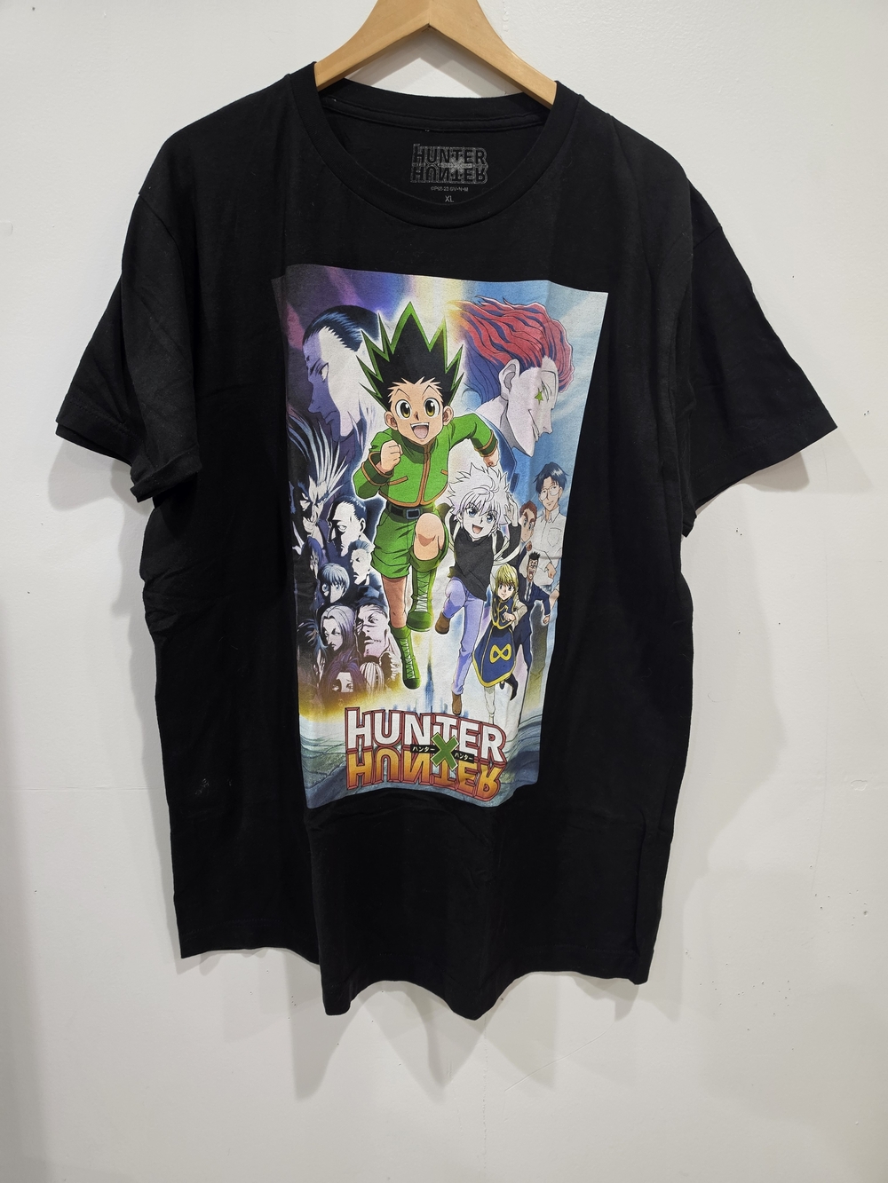 Hunter Men's Black Tee with Colorful Anime Character Panel Size XL